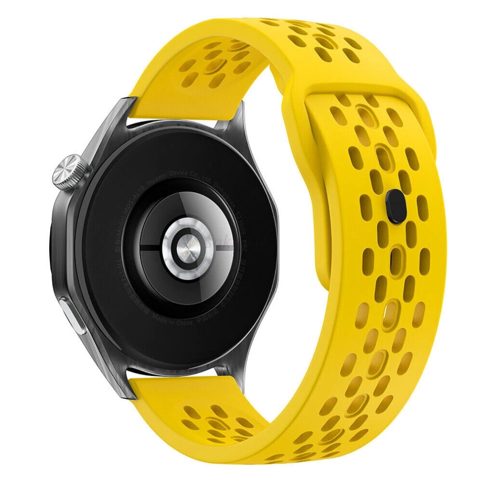 (, 20Mm) New Up! 18Mm 20Mm 22Mm Silicone Sport Breathable Watch Band Silicone Strap For Samsung Garmin Smartwatch Yellow 6963793956852
