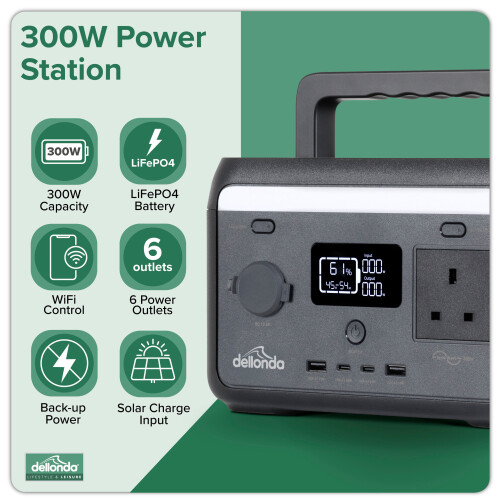 Dellonda 300W Portable Power Station, 204Wh, with 110W Foldable Solar Panel – DL178 2