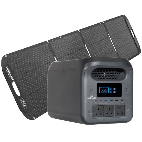 Dellonda 1800W Portable Power Station, 1226Wh, with 220W Foldable Solar Panel – DL180 1