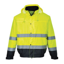 (M, Hi-Vis Yellow/ Navy) Portwest Unisex Hi-Vis Bomber Jacket (S463) / Workwear / Safetywear