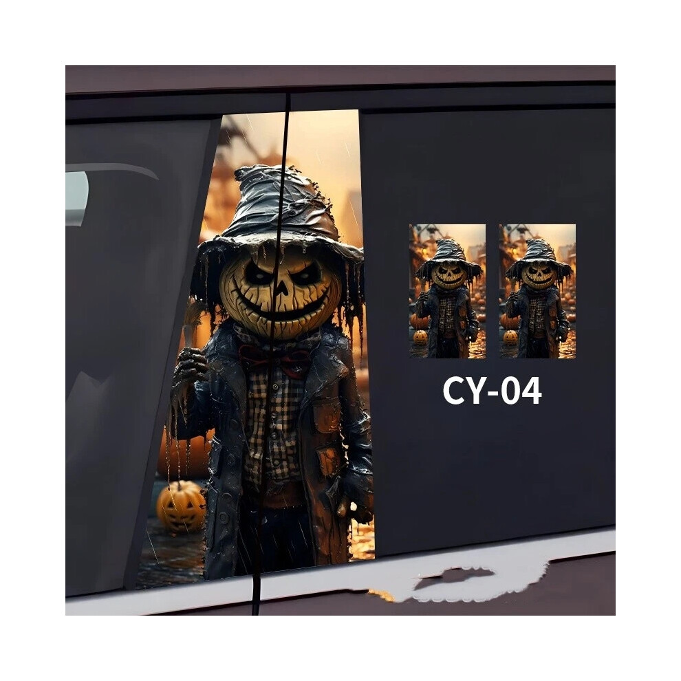 (04) 2Pcs Skull Car Center Pillar Sticker B-Pillar Protective Film Decor Pillar Decal 6963793958801