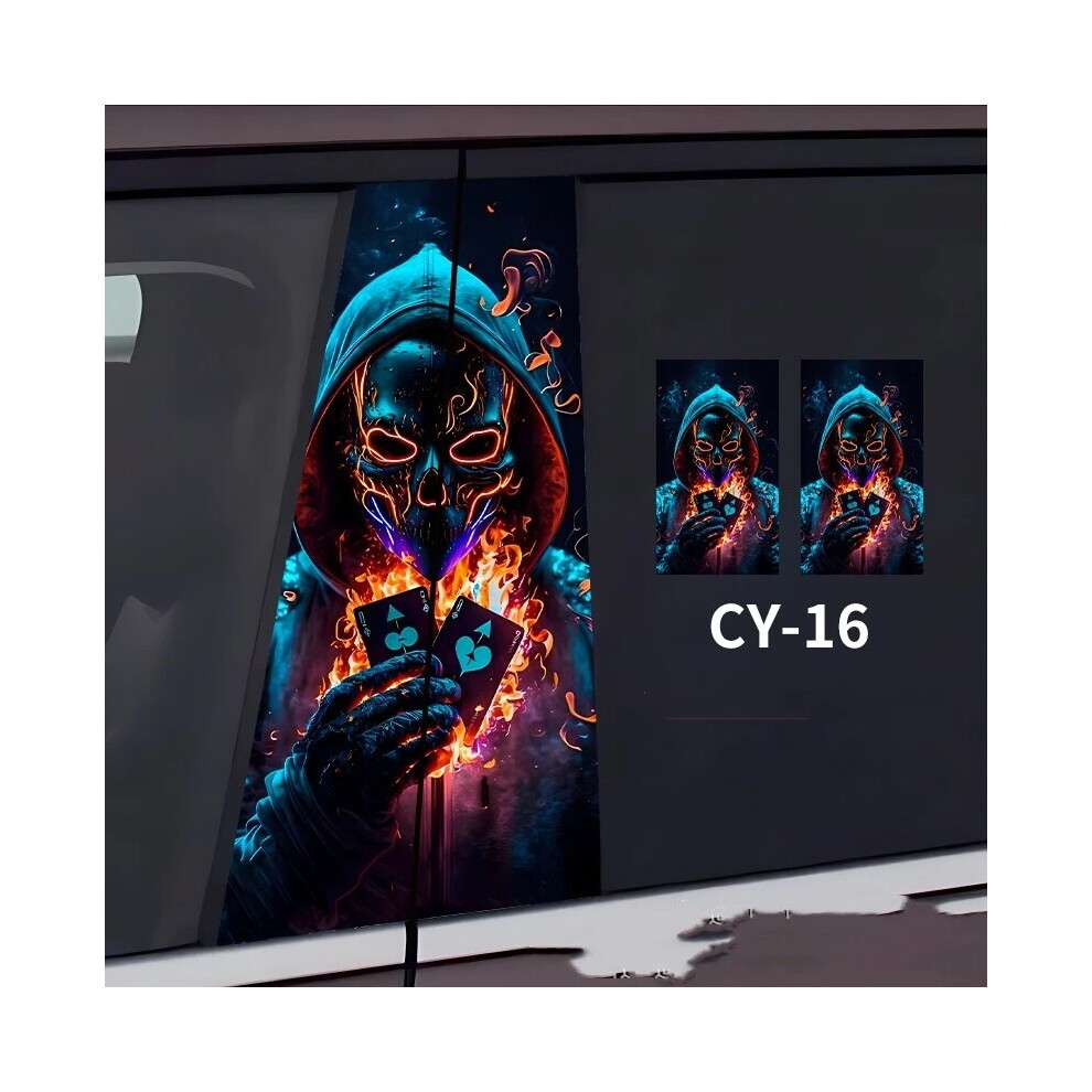 (16) 2Pcs Skull Car Center Pillar Sticker B-Pillar Protective Film Decor Pillar Decal 6963793958924