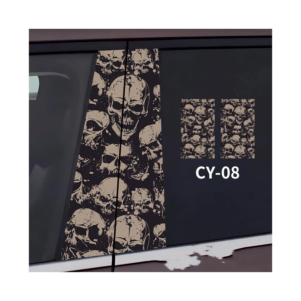 (08) 2Pcs Skull Car Center Pillar Sticker B-Pillar Protective Film Decor Pillar Decal 6963793958849