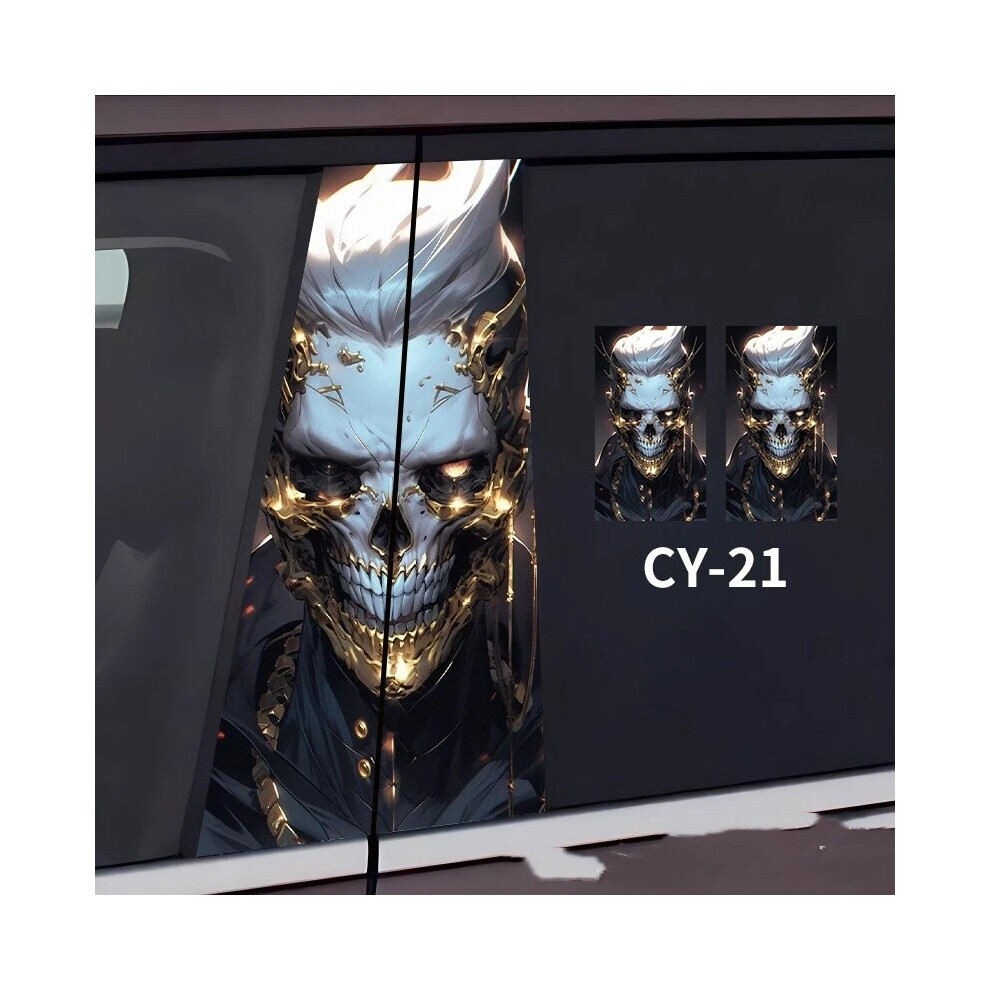 (21) 2Pcs Skull Car Center Pillar Sticker B-Pillar Protective Film Decor Pillar Decal 6963793958979