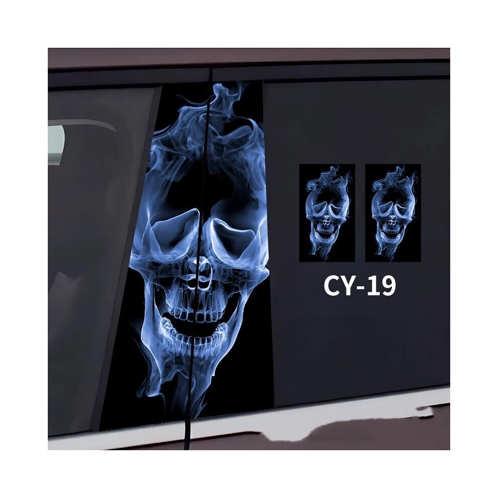 (19) 2Pcs Skull Car Center Pillar Sticker B-Pillar Protective Film Decor Pillar Decal 6963793958955