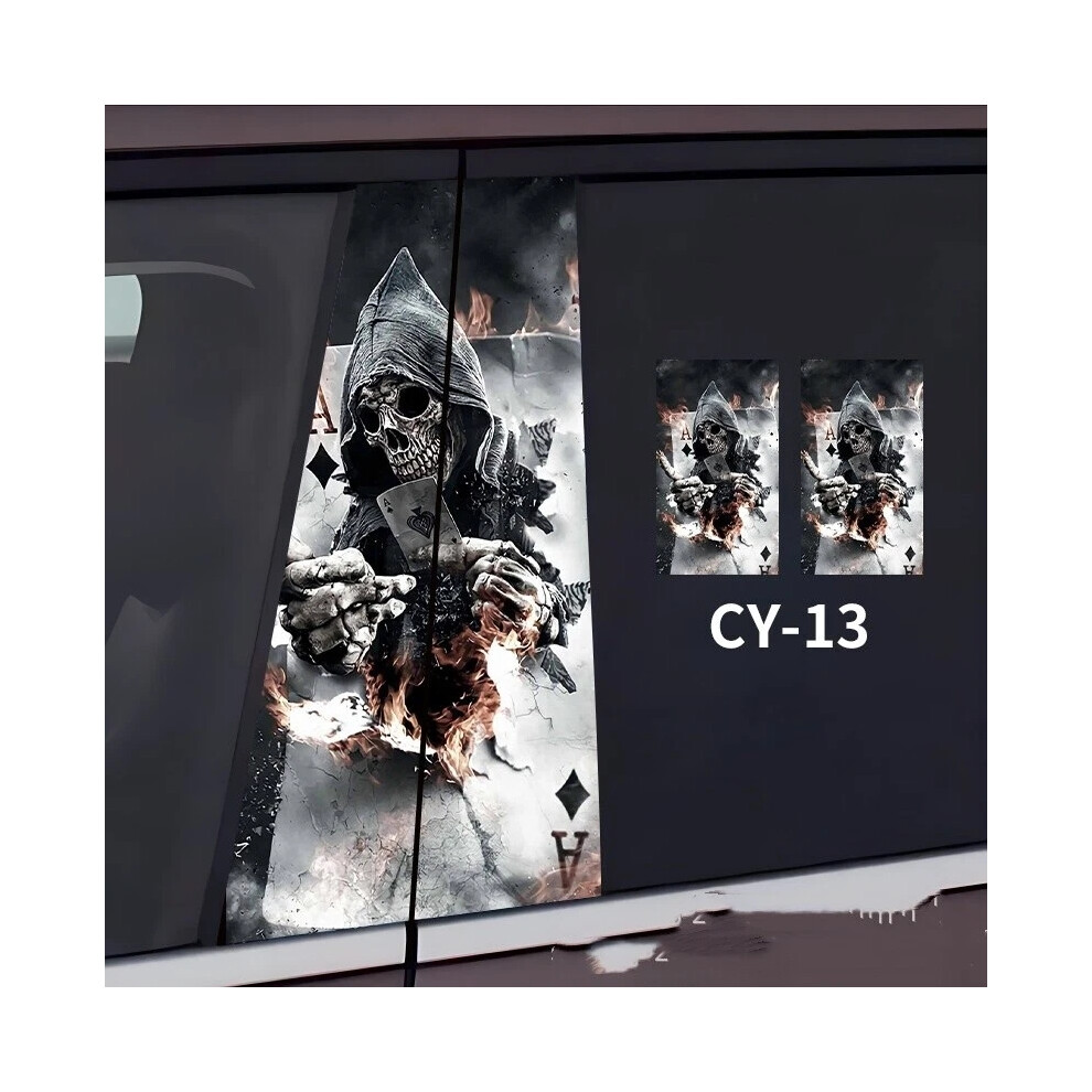 (13) 2Pcs Skull Car Center Pillar Sticker B-Pillar Protective Film Decor Pillar Decal 6963793958894