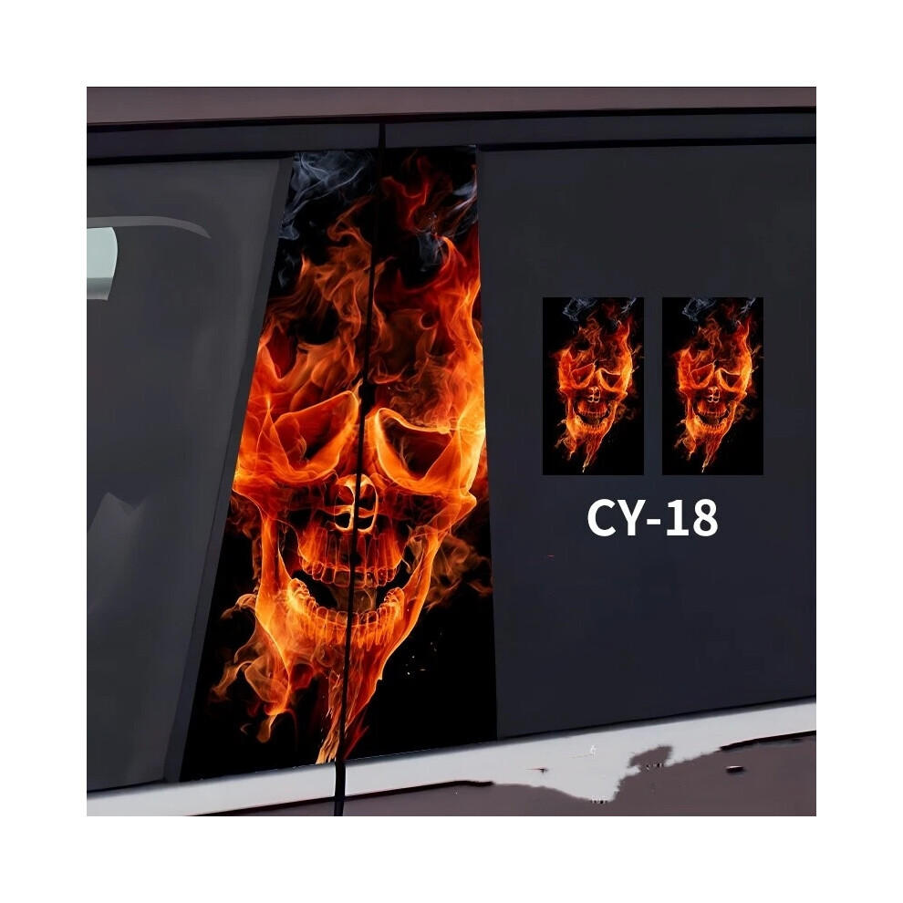 (18) 2Pcs Skull Car Center Pillar Sticker B-Pillar Protective Film Decor Pillar Decal 6963793958948