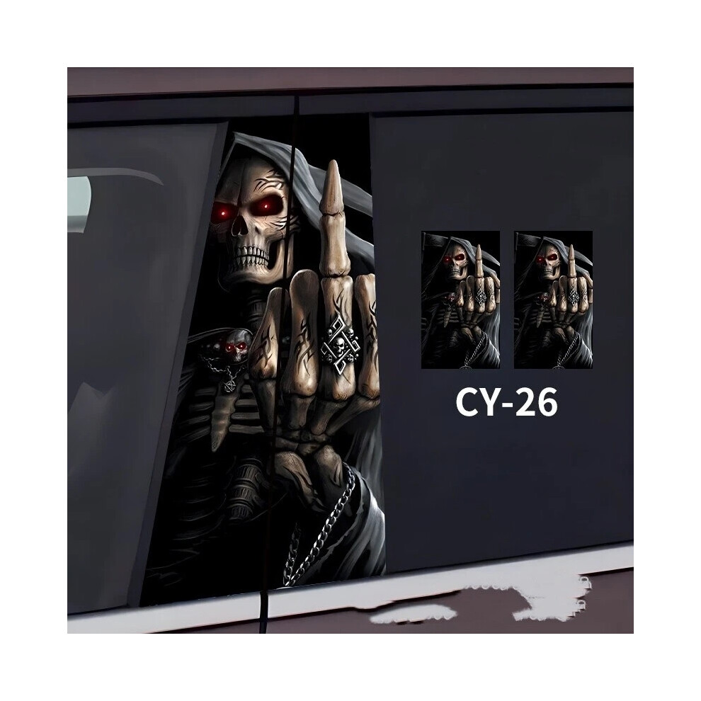 (26) 2Pcs Skull Car Center Pillar Sticker B-Pillar Protective Film Decor Pillar Decal 6963793959020