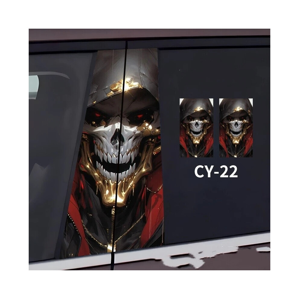 (22) 2Pcs Skull Car Center Pillar Sticker B-Pillar Protective Film Decor Pillar Decal 6963793958986