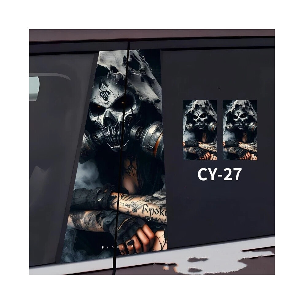 (27) 2Pcs Skull Car Center Pillar Sticker B-Pillar Protective Film Decor Pillar Decal 6963793959037