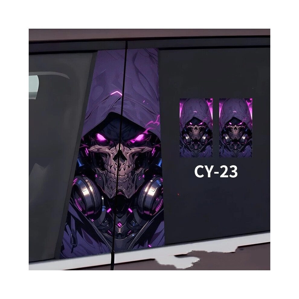 (23) 2Pcs Skull Car Center Pillar Sticker B-Pillar Protective Film Decor Pillar Decal 6963793958993