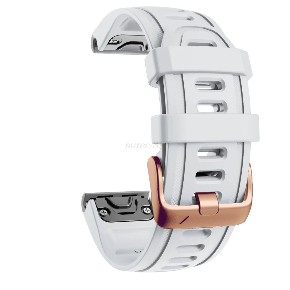 (White) 20Mm Quickfit Strap For Garmin Fenix 7S 6S Pro 5S Silicone Watch Band Rosegold Buckle White 6963793959143