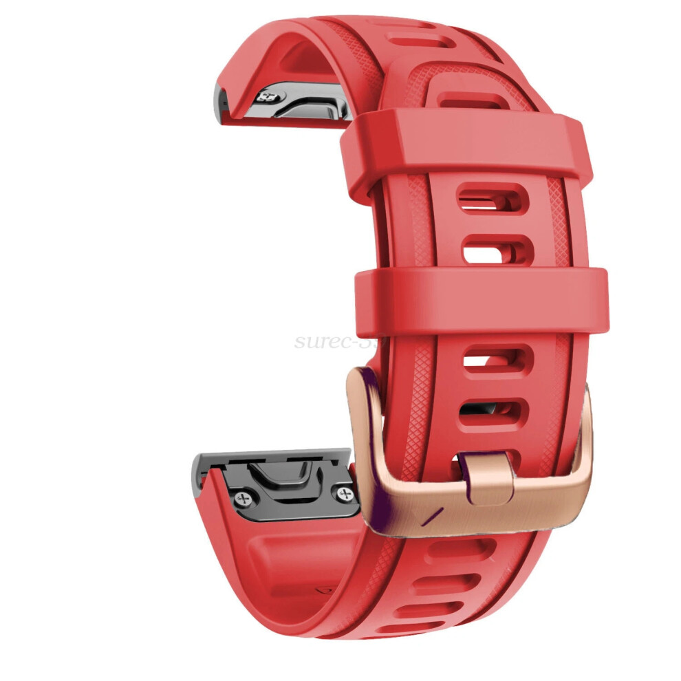 (Red) 20Mm Quickfit Strap For Garmin Fenix 7S 6S Pro 5S Silicone Watch Band Rosegold Buckle Red 6963793959129