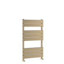 Square Towel Radiator with Flat Panels 840mm x 500mm, Brushed Brass