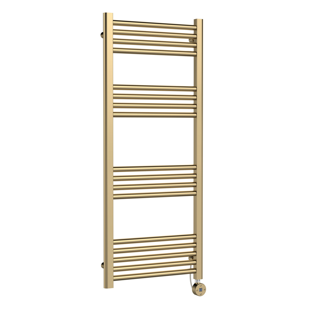 Balterley Round Tube Heated Towel Rail With 17 Bars, 1200Mm X 500Mm, Brushed Brass