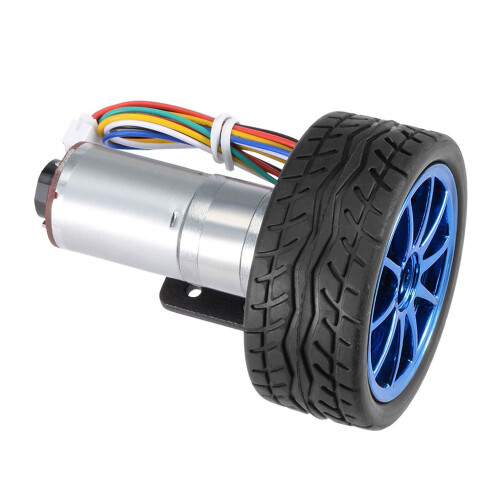 DIY Encoder Gear Motor with Mounting Bracket 65mm Wheel Kit for Smart Car Robot DC12V(1000RPM)