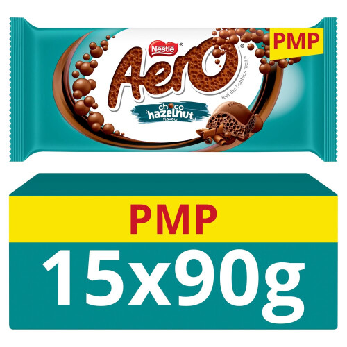 Aero Aero Hazelnut Chocolate Sharing Bar 90g (Pack of 15)