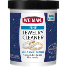 Weiman Fine Jewelry Cleaner Liquid with Cleaning Brush - Restores Shine & Brilliance to Gold  Platinum  Precious Gemstones & Diamond Jewelry  6 Oz