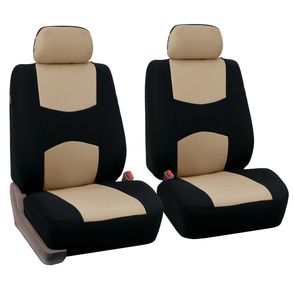Fh Group Car Seat Covers For Suv Sedan Van Front Set In Cloth - Low Back Car Seats Covers With Removable Headrest Universal Fit Automotive Beige 786362470292