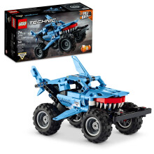 LEGO Technic Monster Jam Megalodon bouwset 2 in 1 Terugtrekhaaientruck naar Lusca Low Racer Autospeelgoed DHZ-bouwspeelgoedidee? voor buitenspelen vo