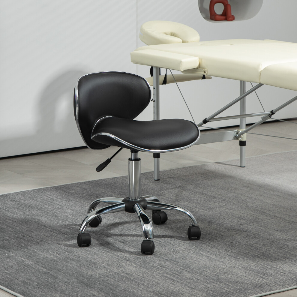 Homcom Office Chair Beauty Salon Rolling Technician Stool Chair Black