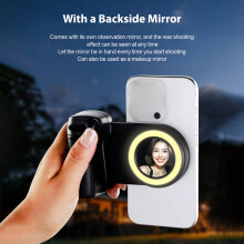 Magnetic Phone Camera Grip Wireless Handle Grip for Phone Selfie Grip Phone Holder Stabilizer Built-in LED Fill Light Selfie Mirror with De