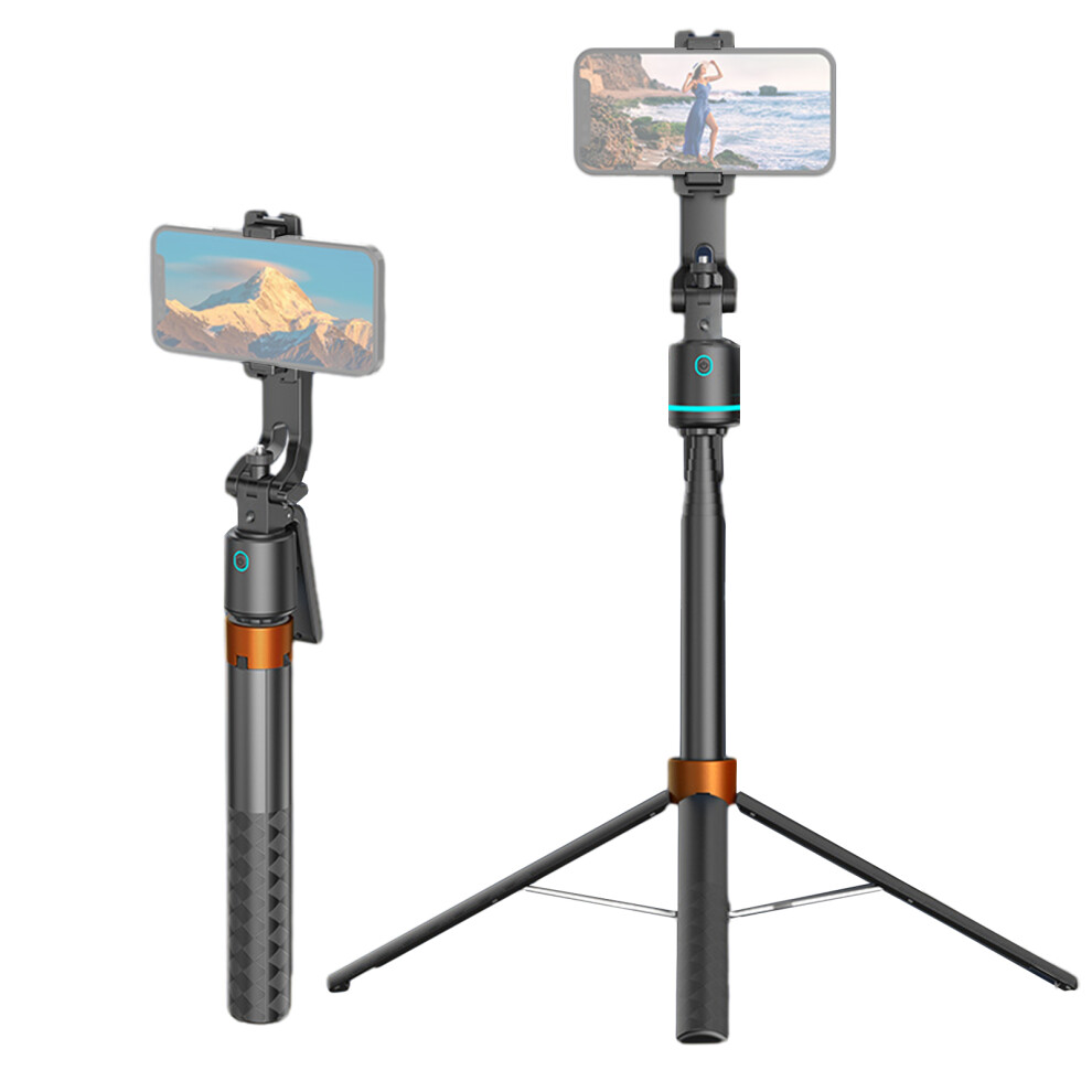 Auto Face Tracking Tripod Selfie Stick 180cm/ 71in Extendable 360 Rotating Phone Tripod Quadrapod Gesture Control  with 1/4 Inch Screw Rem