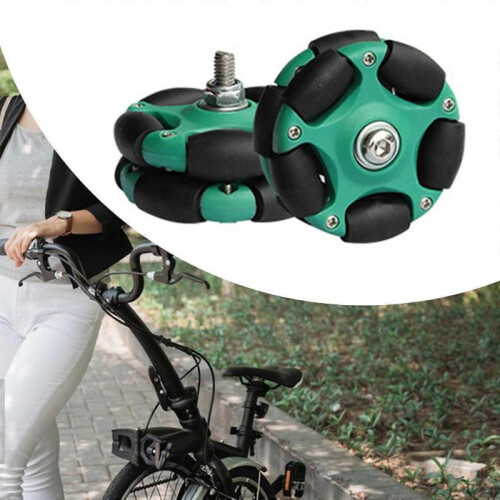 (green)5.8cm Easy Wheels for Folding Bike Roller Rear Double Row Replacement Biking