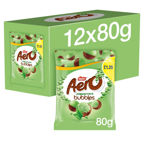 Aero Aero Bubbles Peppermint Chocolate Sharing Bag 80g (Pack of 12)