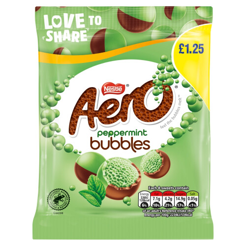 Aero Aero Bubbles Peppermint Chocolate Sharing Bag 80g (Pack of 12) 2
