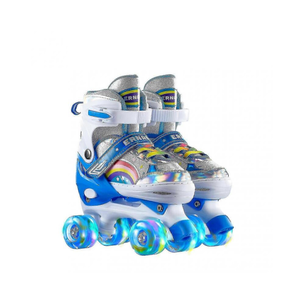 (33 to 37,blue)Children's Skating Shoes Double Row Roller Skating Shoes Skating Children's Full Set Double Row Roller Skating Shoes Beg