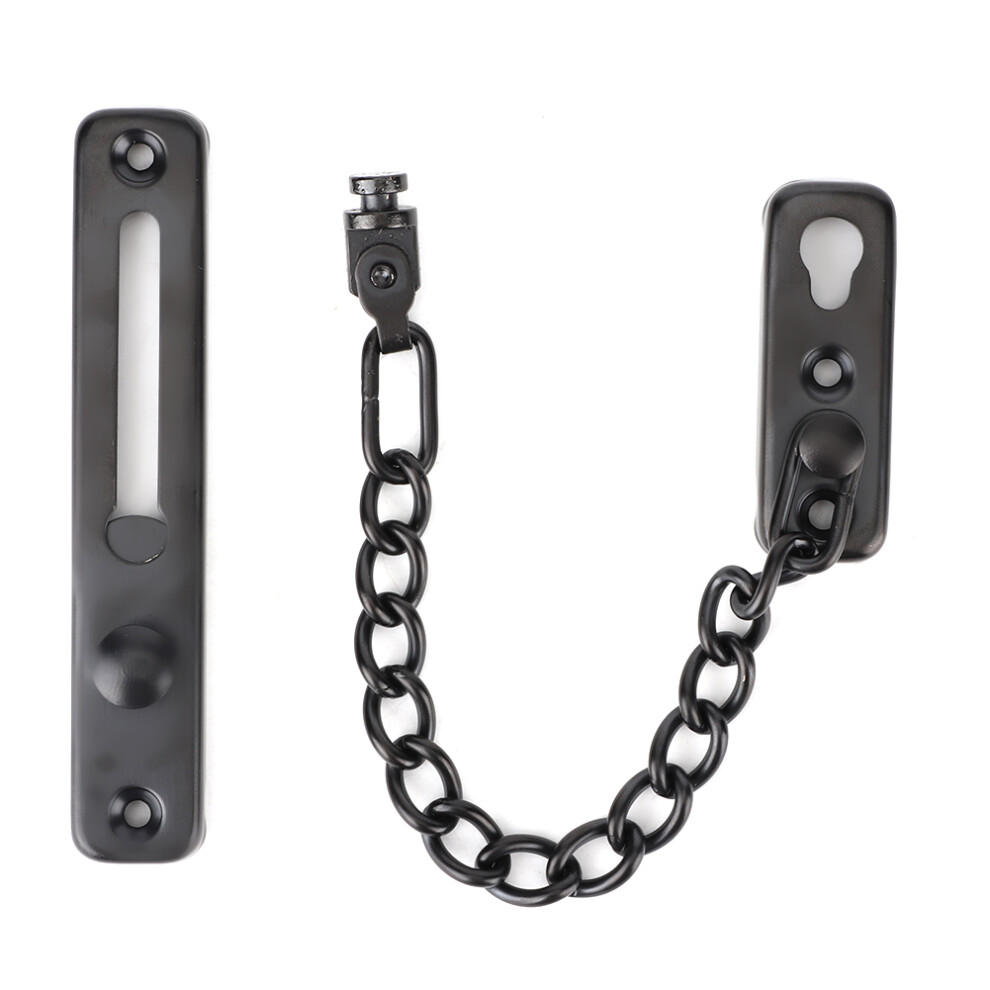 Stainless Steel Durable Anti Theft Chain Lock Safety Security Guard Door Lock Latch Home Hotel(Black ) 3481325458252