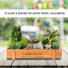 Multifunctional Wooden Succulent Flower Pot Storage Box Organizer for Potted PlantDark Wooden Color