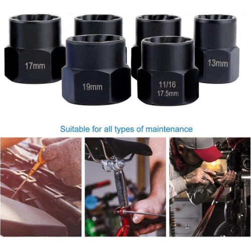 Set of 13 twisted sockets - Extractor for damaged 9.5 mm bolts - for removing locking wheel nuts 2