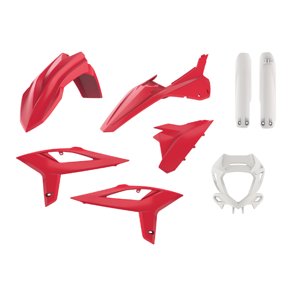 Polisport Red/White Full Enduro Plastics Kit - Beta 250/300/350/450 Rr 2020-22 - Oem ()