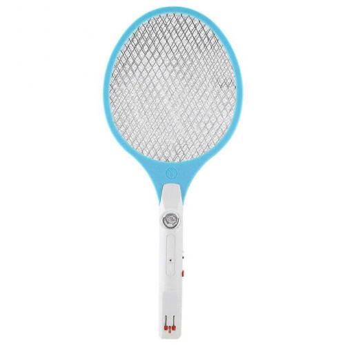 2 in1 Electric Fly Mosquito Swatter Bug Zapper Racket Insects Killer with LED Light US (Blue)