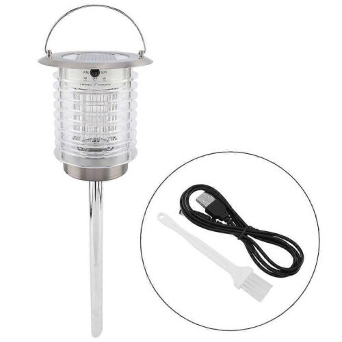 Acrylic Solar Powered LED Light Pest Bug Zapper Mosquito Killer Lamp Garden Lawn(Silver)