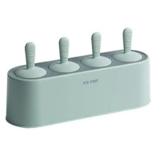 (light green)Silicone Popsicle Molds BPA-Free Ice Cream Molds 4-Piece Set for Homemade Treats