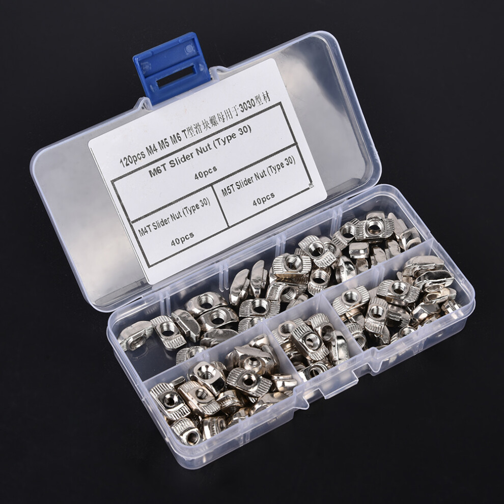 120Pcs T Slot Sliding Nut M4 M5 M6 Hardware Fasteners For 3030 Aluminum Profiles 4901325498151