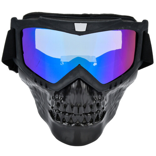 Bunter Motorradhelm mit goggles, verstellbarem Gurt und stoßfestem Glas 1