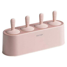 (light pink)Silicone Popsicle Molds BPA-Free Ice Cream Molds 4-Piece Set for Homemade Treats
