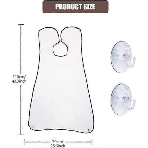 (white) Beard apron with 2 suction cups for a clean bathroom - white 2