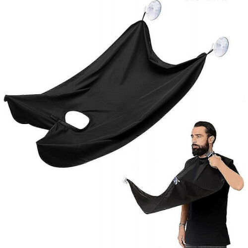 (black) Beard apron with 2 suction cups for a clean bathroom - white