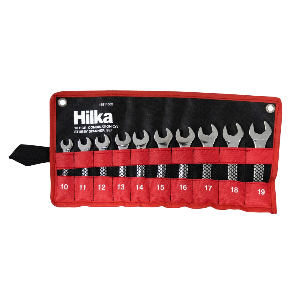 HILKA STUBBY SPANNER SET 10PC METRIC COMBINATION WRENCH 10-19MM 16511002