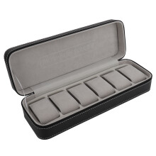 6 Slot PU Leather Watch Storage Case Organizer Display Box Separated Compartments