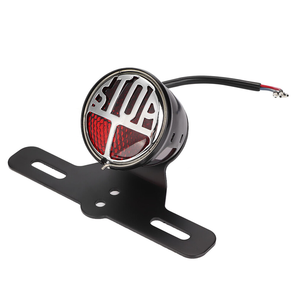 Universal Vintage Motorcycle Tail Brake Stop Lamp With License Plate Bracket Light 4601325566224