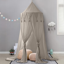 (Gray) Unique 1pc Bed Canopy | Pendant Play Tent Bedding for Kids with Round Dome Netting Curtains for Baby Boys Girls Games House