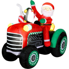 (6FT tractor Santa Claus) Christmas Party Decorations LED Glowing Cute Cartoon Santa Claus Inflatable Air Model Customization