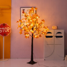 (Warm white, 1.5 meters 72 head) LED Maple Leaf Thanksgiving Scene Arrangement Glowing Tree Halloween Indoor Event Party Home Decoration Christmas Tree