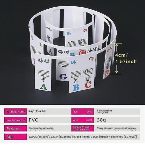 Piano Keyboard Stickers Grand/electric Piano 61 Keys Stave Notation Note Strip Label for Beginners Students 2